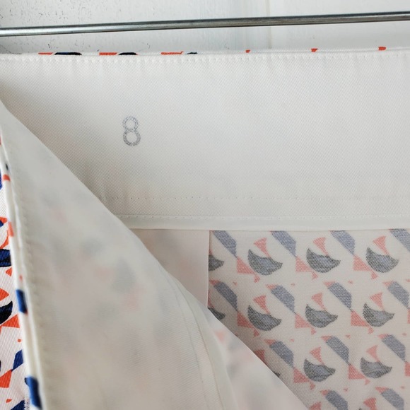 Ann Taylor Madison Womens 8 Orange Navy Blue White Geometric Pencil Skirt - Picture 6 of 11